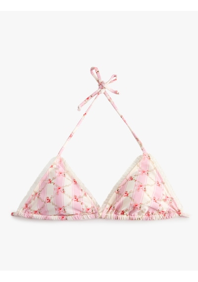 Koton Koton X Sibil Çetinkaya - Fırfırlı Dantel Detaylı Çiçekli Üçgen Bikini Üstü Sarı Çizgili 6sak10234mm Koton Koton X Sibil Çetinkaya - Fırfırlı Dantel Detaylı Çiçekli Üçgen Bikini Üstü Sarı Çizgili 6sak10234mm