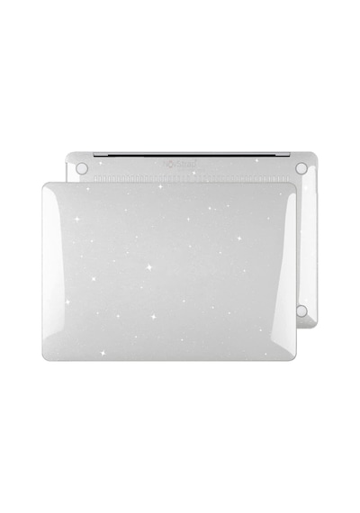 Novstrap Apple Macbook Air M2 M3 13.6 İnç A2681 A3113 Uyumlu Kılıf Kapak Parlak Simli Kılıf Glitter Şeffaf