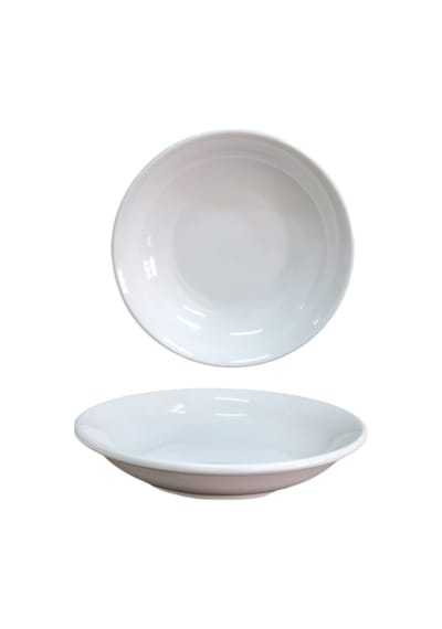 %100 Kırılmaz 12'li Melamin Çukur Yemek Tabağı - 19 Cm Derinlik 3,5 Cm Beyaz Makinede Yıkanır Beyaz