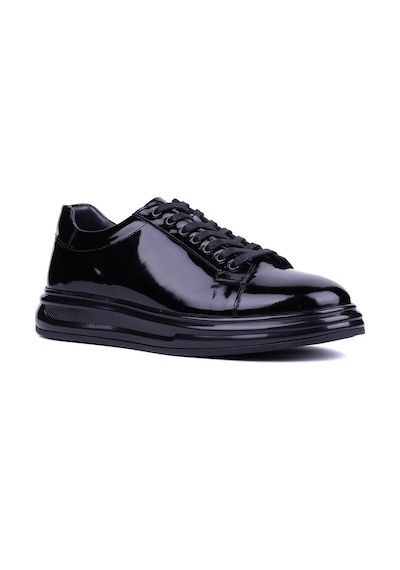 Fosco - Hakiki Rugan Deri Siyah Renk Erkek Sneaker - 3240-1521 Siyah