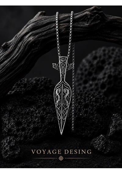 Paslanmaz Çelik Viking Mitolojisi Gungnir Kolye Odin'in Mızrağı Viking Kolye Antrasit
