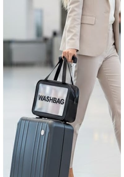 Caş Dekorasyon Siyah Renk Washbag Su Geçirmez Büyük Boy Makyaj Çantası