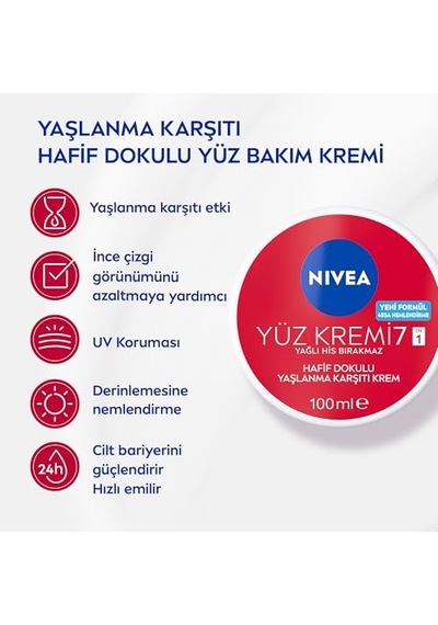 Nıvea Yaşlanma Karşıtı Yüz Kremi 100 Ml, 24 Saat Nemlendirici Yüz Kremi, Uv Koruması