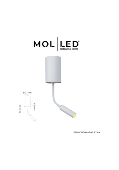 Molled Aura Serisi Beyaz Okuma Lambalı Dekoratif Gu10 Duylu Aplik - Mol8118