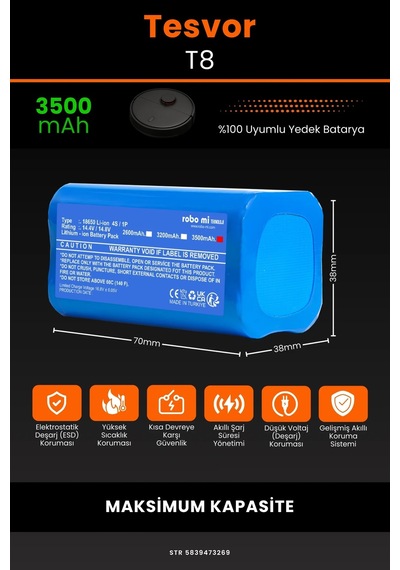 Tesvor T8 3500mah Robot Süpürge Bataryası