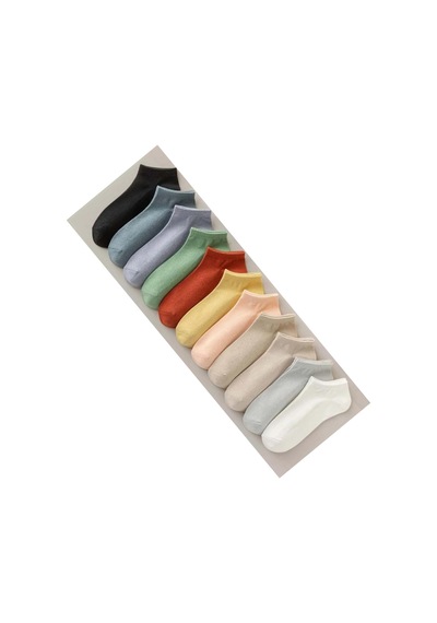 Miss Lana Ladies Socks Kadın Renkli 5 Çift Likralı Pamuklu Penye Patik Çorap Çok Renkli