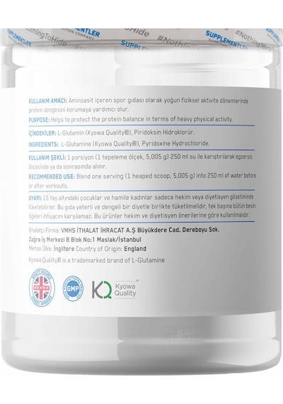 Supplementler Kyowa Glutamine 300 Gr Aromasız Aromasız