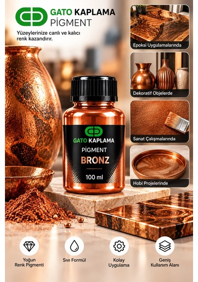 Gato Kaplama Solvent Bazlı Transparan Sıvı Pigment Boya 100 Ml Bronz Renk Renklendirici