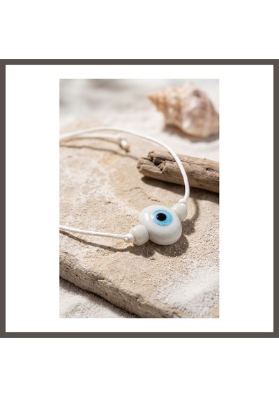 Bezos Handmade Bohem Beyaz Nazar Kolye Nxrlvng