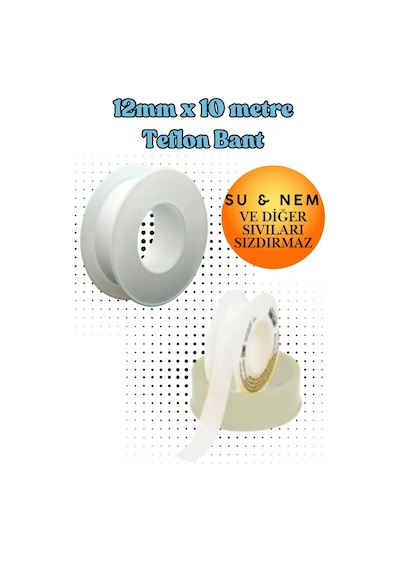 Teflon Sızdırmazlık Bandı 12 Mm X 10 Mt - Su Tesisat Ve Yalıtım Bandı - Yanmaz Isıya Dayanıklı Ptfe Conta Şeridi - Batarya Musluk Kombi Boru Ekleme Macunu Yerine Çekvalf Dişli Sızdırmaz Kör Tapa Bandı Teflon Sızdırmazlık Bandı 12 Mm X 10 Mt - Su Tesisat Ve Yalıtım Bandı - Yanmaz Isıya Dayanıklı Ptfe Conta Şeridi - Batarya Musluk Kombi Boru Ekleme Macunu Yerine Çekvalf Dişli Sızdırmaz Kör Tapa Bandı