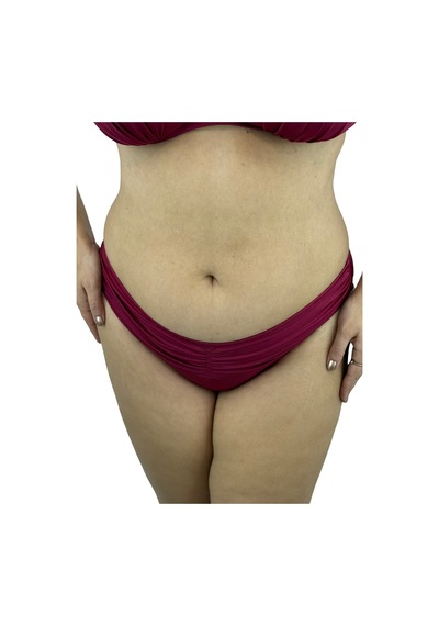 Büyük Beden Kaplı Toparlayıcısiyah Bikini Takım Bordo