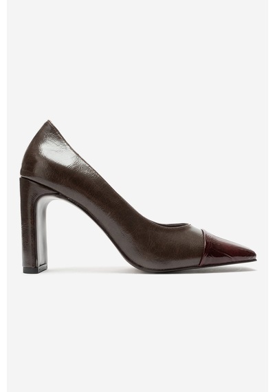 Luvi Shoes Bans Bordo Kahverengi Kadın Topuklu Ayakkabı