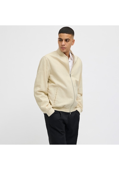 Jack & Jones Jack&jones Blaleister Linen Blend Bomber Erkek Bej Klasik Yaka Ceket Bej-1