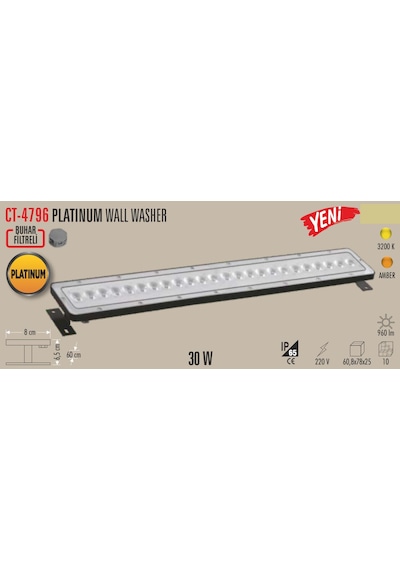 Ct4796a Cata Amber Işık 35w Platinium Wall Washer