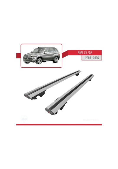 Bmw X5 E53 2000-2006 Arası İle Uyumlu Hook Model Anahtar Kilitli Ara Atkı Tavan Barı Gri