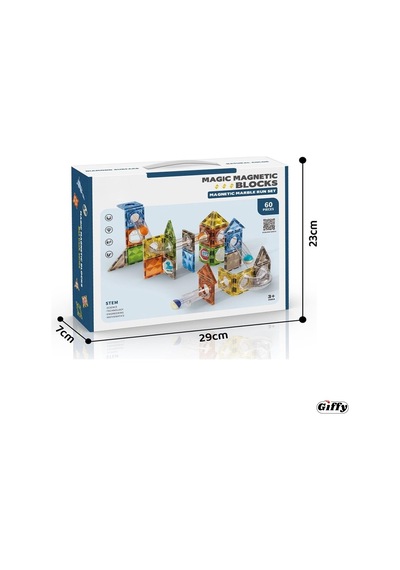 Giffy/manyetik Oyuncak Manyetik Blok Seti Stem Oyuncak 60 Parça -magic Magnetic Blocks