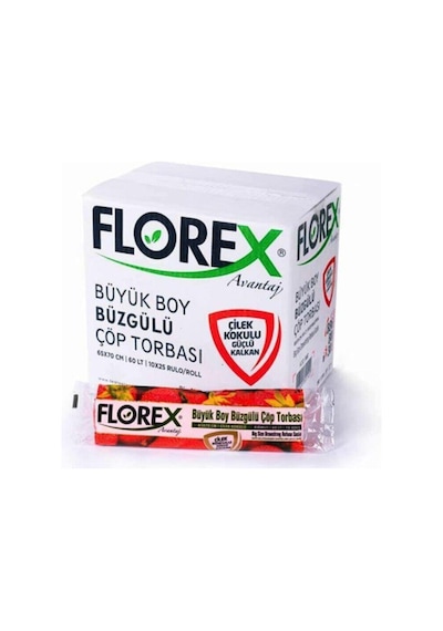 Florex Büzgülü Çilek Kokulu Büyük Boy Çöp Torbası
