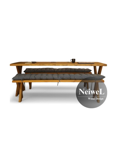 Neiwel Odes Doğal Ahşap Banklı Toplantı Masasıı x 120 x 300 Açık Ceviz