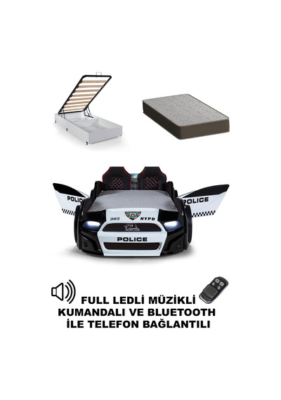 Bazalı Arabalı Yatak Polis Kapıları Açılan Mst Full Ledli Kumandalı Ve Müzikli+ortopedik Yatak Bazalı Arabalı Yatak Polis Kapıları Açılan Mst Full Ledli Kumandalı Ve Müzikli+ortopedik Yatak