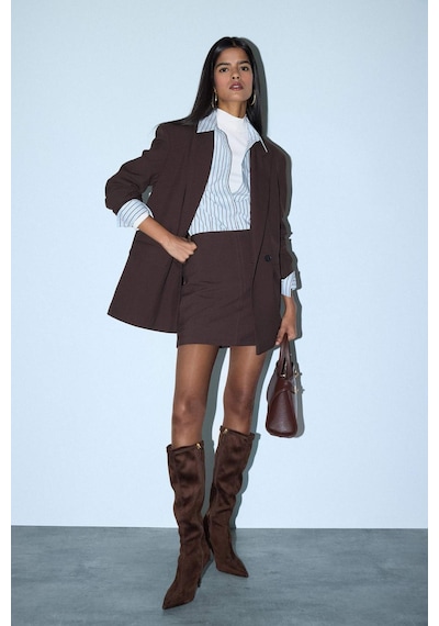 Defacto - Oversize Blazer Ceket E7732AX25AU Kahve