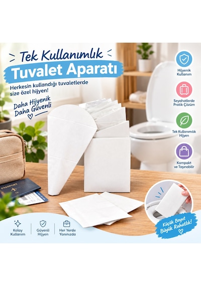 Kadın Ayakta İşeme Aparatı 6'lı Tek Kullanımlık Kadın Pisuvarı, Hijyenik Tuvalet Ve Seyahat Aparatı Beyaz Kutulu