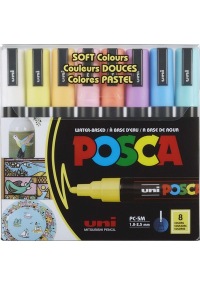 Uni-ball Posca 1.8-2.5 Su Bazlı Poster Markörü Sotf Renk 8 Li Pc-5m/8c Çok Renkli