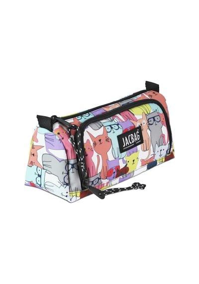 Jacbag Prıme Xl-lastik Ayraçlı İki Bölmeli Kalem Kutusu Sarı Kedi Genel