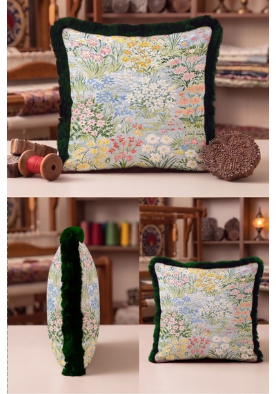 Çiçek Bahçesi Vintage Saçaklı Yastık Kılıfı - Romantik Mavi Yeşil Lacivert Püsküllü Kırlent Kılıfı Buzlu Atlas Opal Çiçek Bahçesi Vintage Saçaklı Yastık Kılıfı - Romantik Mavi Yeşil Lacivert Püsküllü Kırlent Kılıfı Buzlu Atlas Opal
