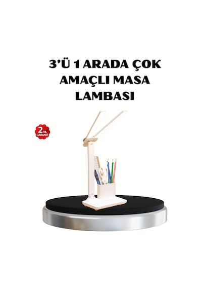 Kalemlik Ve Telefon Standlı Masa Lambası Kısılabilir Led Işık, Göz Dostu Tasarım Diğer