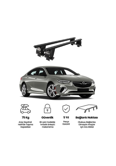 Royal Opel Insignia Grand Sport 2017 Ve Sonrası Uyumlu Siyah Kilitli Ara Atkı Port Bagaj Tavan Barı
