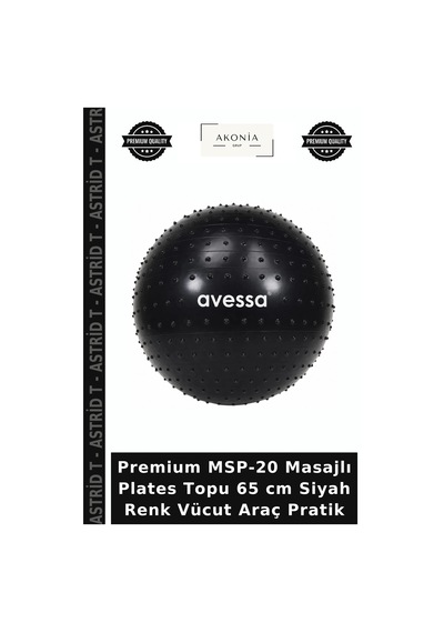 Premium Msp-20 Masajlı Plates Topu 65 Cm Siyah Renk Vücut Araç Pratik