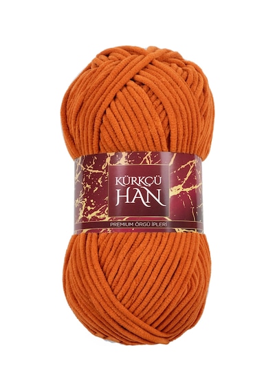 Kadife Örgü İpi 50gr %100 Polyester Yumuşak Pofuduk Bakır Turuncu