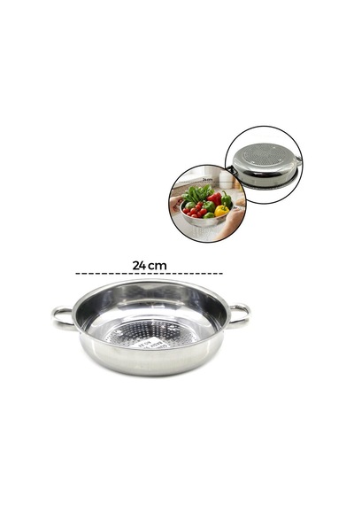 24cm Basık Süzek Metal Süzgeç Kulplu 4915 Çok renkli