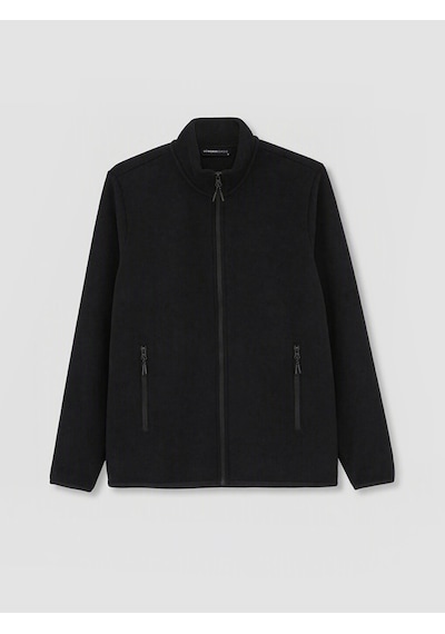 Lcwaıkıkı Classic Siyah Dik Yaka Erkek Polar Fermuarlı Sweatshirt