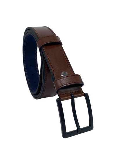 Süzer Deri 4 Cm. Battal Klasik Suni Deri Dikişli Model Kemer Lacivert Kahve