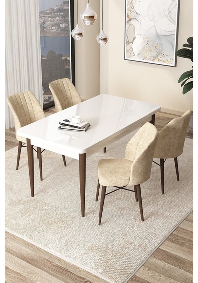 Canisa Concept Arp Serisi 70x110 Sabit Mutfak Masası Takımı Beyaz Ceviz Masa 4 Krem Sandalye Masa Beyaz/ Sandalyeler Krem Canisa Concept Arp Serisi 70x110 Sabit Mutfak Masası Takımı Beyaz Ceviz Masa 4 Krem Sandalye Masa Beyaz/ Sandalyeler Krem