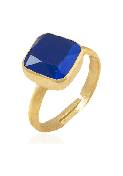 Kadir Jewellery 22 Ayar Altın Kaplama Zirkon Taşlı Kadın Minimal Yüzük Parlement Mavisi 84353483