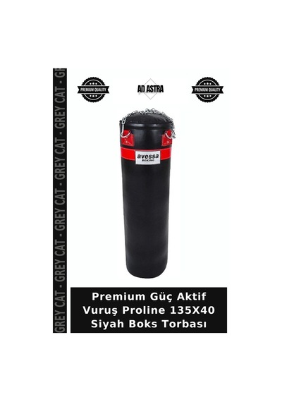 Premium Güç Aktif Vuruş Proline 135x40 Siyah Boks Torbası