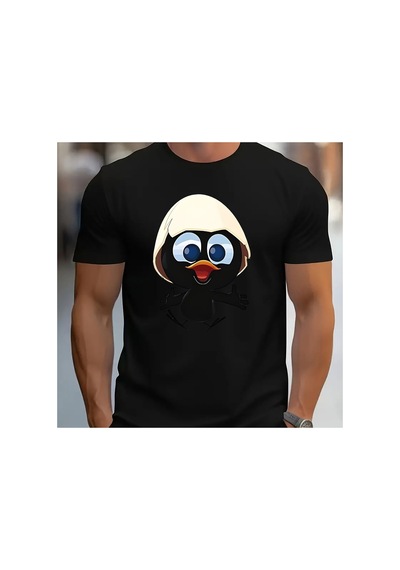 Caddemia Yaz Moda Gündelik Spor Gevşek Ve İlginç Karikatür Desen Baskılı Yuvarlak Yak Siyah 2XL Caddemia Yaz Moda Gündelik Spor Gevşek Ve İlginç Karikatür Desen Baskılı Yuvarlak Yak Siyah 2XL