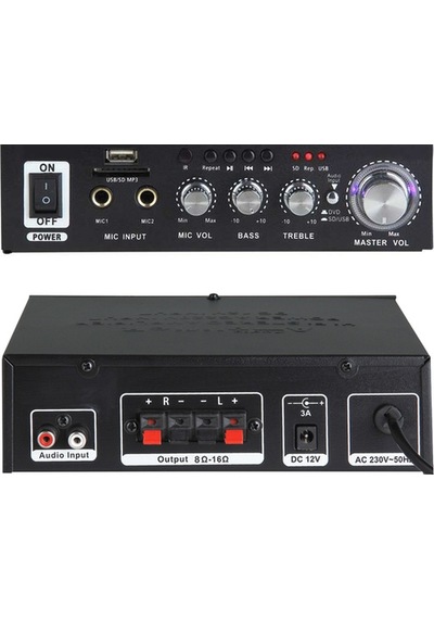 Notel Not-306 2x20w 4-8 Ohm Usb/sd Gi Ri Şli Bluetooth'lu 2 Mi Krofon Gi Ri Şli Trafosuz Stereo Mi