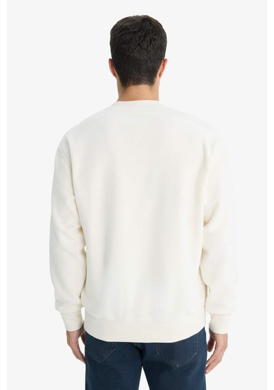 Defacto Relax Fit Bisiklet Yaka Polar Sweatshirt F3685ax25wner140 Ekru-er140