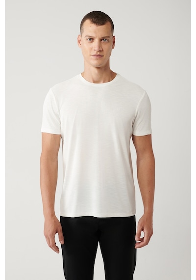 Avva Erkek Beyaz Soft Touch Bisiklet Yaka Regular Fit T-shirt B001031 Beyaz
