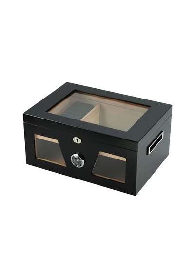 Falconetti Siyah 2 Katlı Camlı Humidor Puro Kutusu Rc21