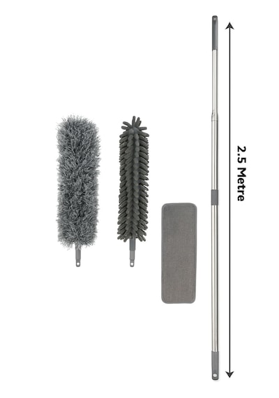 Nobera 3 Başlıklı Uzun Saplı Mikrofiber Temizlik Seti Yüksek Ve Dar Alanlar Için Ideal