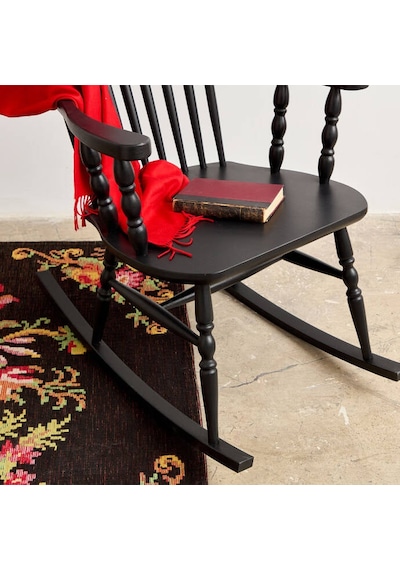 Willlow Rocker Ahşap Sallanır Sandalye Siyah