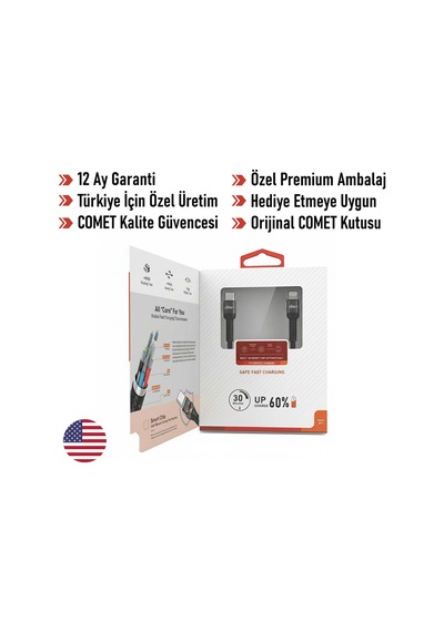 Stream İphone Uyumlu 30w Pd Hızlı Şarj Kablosu 1.2m Örgülü Type-c To Lightning Siyah