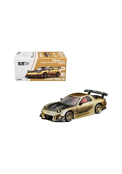 Pop Race Mazda Rx-7 Fd3s Re-amemiya Tde 2026 Gold Pr640512 1/64 Model Araba