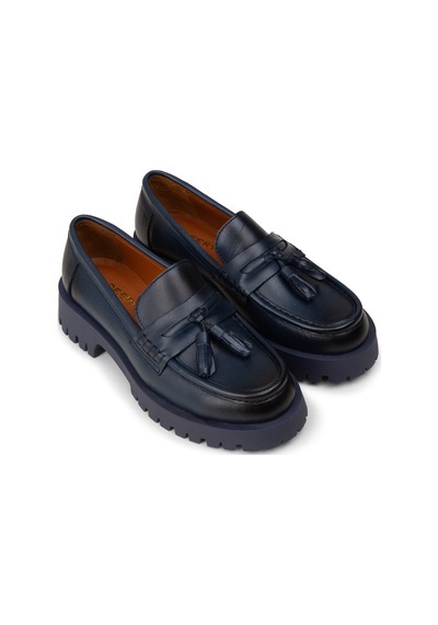 Deery Kadın Hakiki Deri Lacivert Püsküllü Loafer - 02035zlcvc03