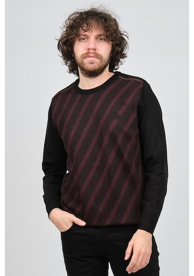 Pelikan Erkek Çizgili Bisiklet Yaka Kazak 1579325 Bordo Bordo