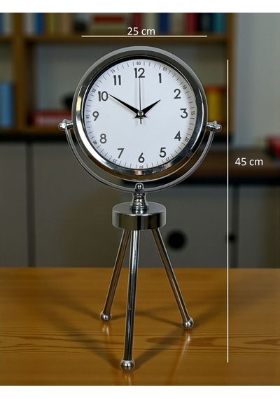 River World Masa Saati 3 Ayaklı Metal Classic Modern Krom Çok Renkli